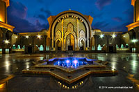 The Federal Territory Mosque or Masjid Wilayah during blue hour taken with Nikon D800E, Samyang 14mm and HDR 9 exposures